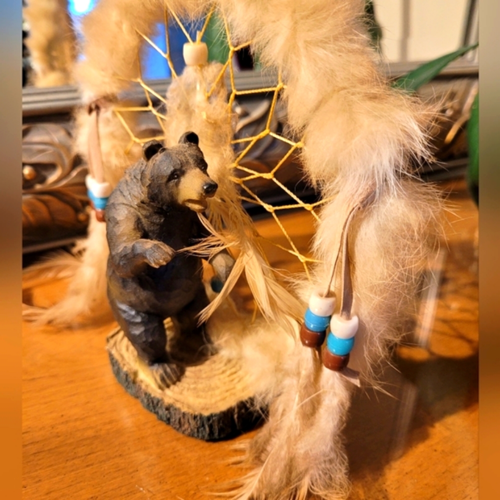 Vintage handmade bear dream catcher